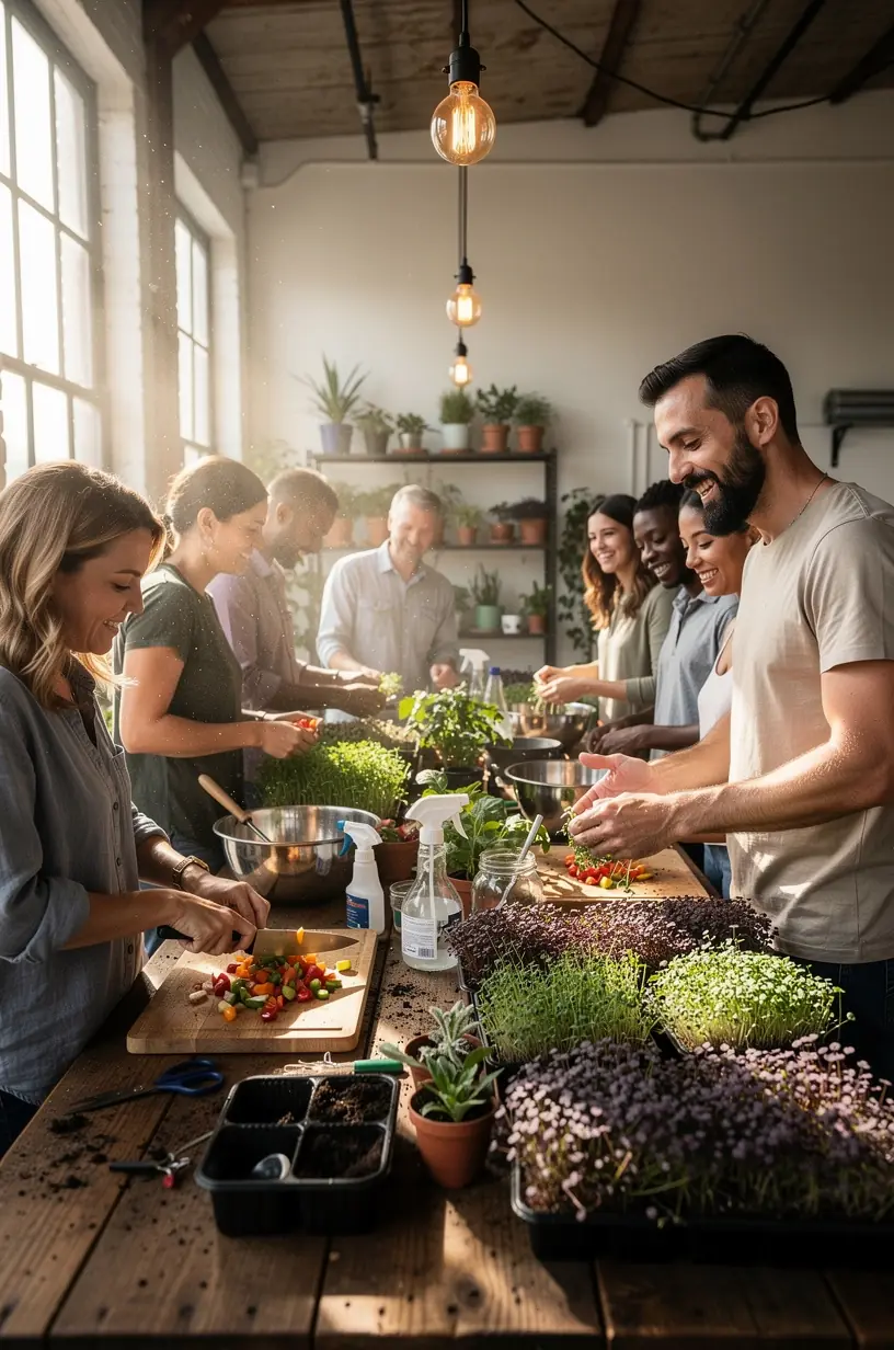 Indoor garden pest control with microgreens and plants