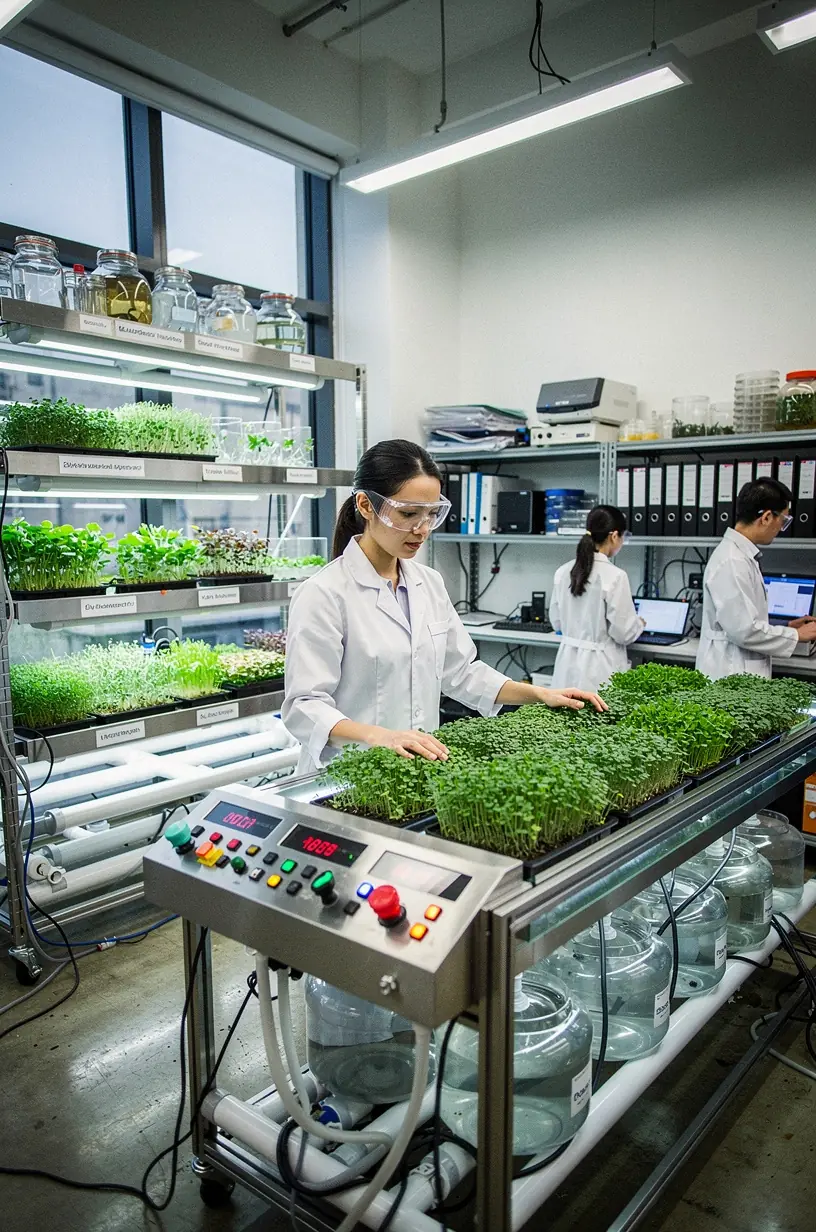 Hydroponic microgreens thriving in indoor garden setup