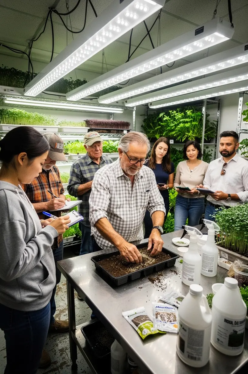 Indoor gardening lab setup for growing microgreens and plants